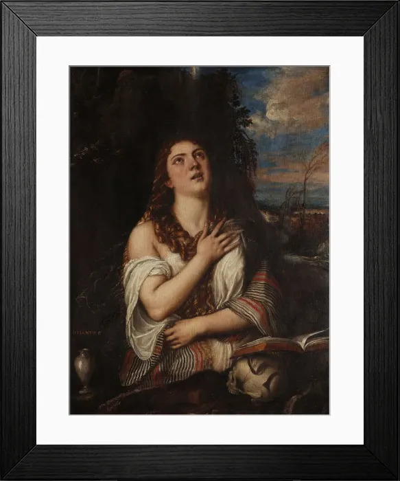 Framed Print : The Repentant Mary Magdalene, c. 1550. Creator: Titian (1488-1576)