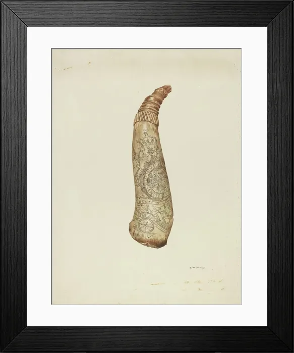 Framed Print : Powder Horn, c. 1940. Creator: Edith Towner Framed Print : Powder Horn, c. 1940. Creator: Edith Towner