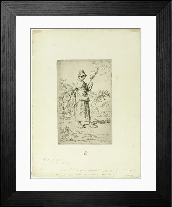 Framed Print : The Spinner, 1868–69. Creator: Jean Francois Millet Framed Print : The Spinner, 1868–69. Creator: Jean Francois Millet