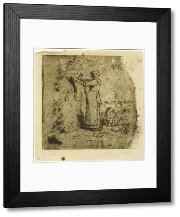 Framed Print : Peasant Resting, c. 1855. Creator: Jean Francois Millet Framed Print : Peasant Resting, c. 1855. Creator: Jean Francois Millet