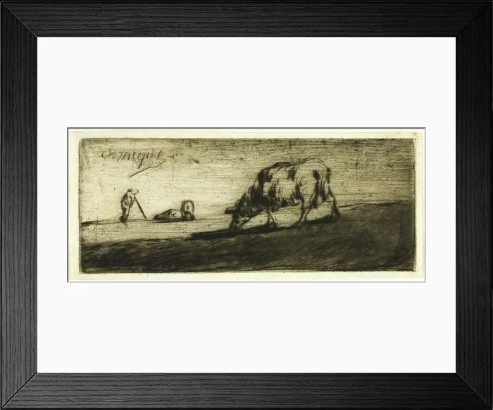 Framed Print : A Sheep Grazing, 1849. Creator: Jean Francois Millet Framed Print : A Sheep Grazing, 1849. Creator: Jean Francois Millet