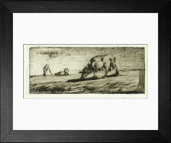 Framed Print : A Sheep Grazing, 1849. Creator: Jean Francois Millet Framed Print : A Sheep Grazing, 1849. Creator: Jean Francois Millet