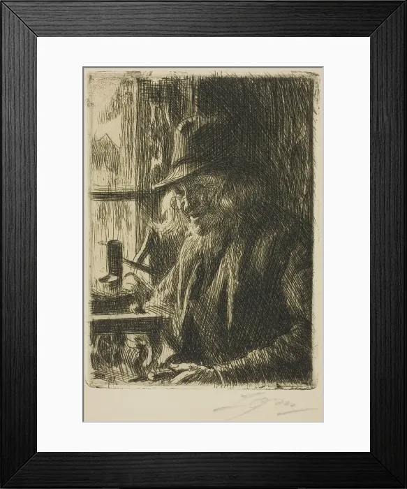 Framed Print : Bosl Anders, Clockmaker at Mora, 1907. Creator: Anders Leonard Zorn Framed Print : Bosl Anders, Clockmaker at Mora, 1907. Creator: Anders Leonard Zorn