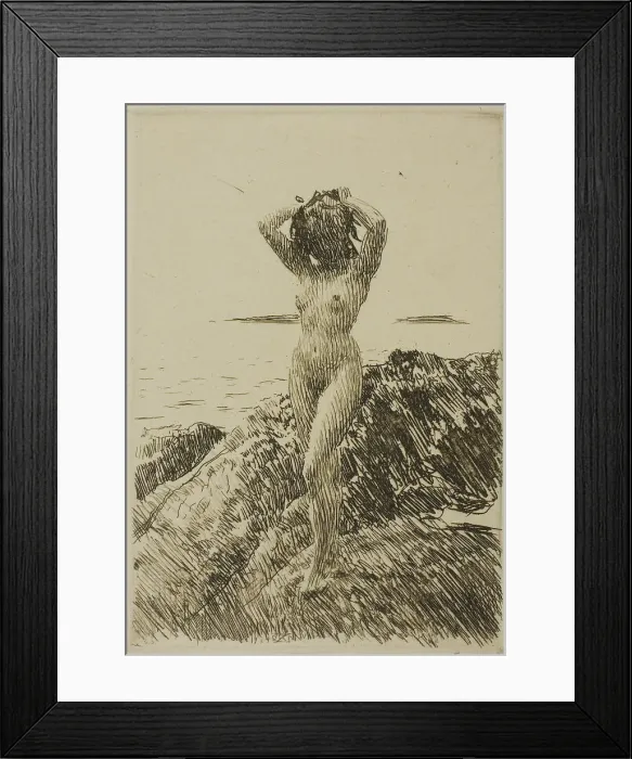 Framed Print : Hårtång (Seaweed-wreath), 1914. Creator: Anders Leonard Zorn Framed Print : Hårtång (Seaweed-wreath), 1914. Creator: Anders Leonard Zorn