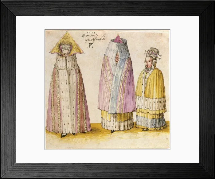 Framed Print : Winter dress of three ladies from Livonia, 1521. Creator: Dürer, Albrecht (1471-1528) Framed Print : Winter dress of three ladies from Livonia, 1521. Creator: Dürer, Albrecht (1471-1528)