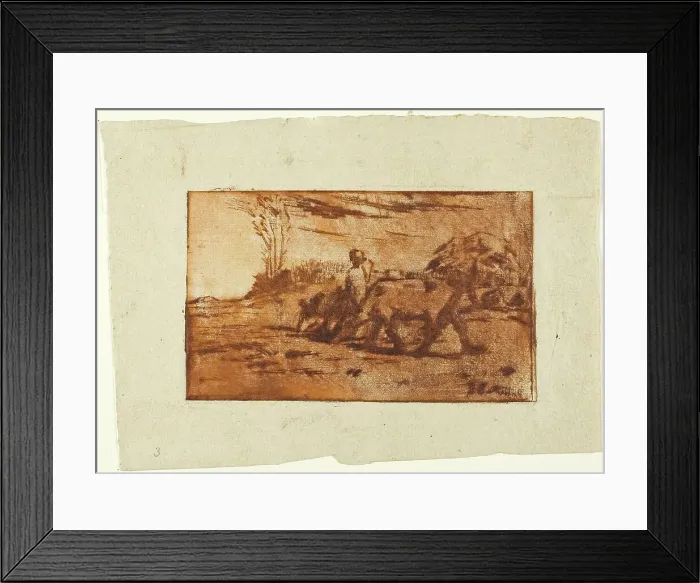 Framed Print : The Two Cows, c. 1847. Creator: Jean Francois Millet Framed Print : The Two Cows, c. 1847. Creator: Jean Francois Millet