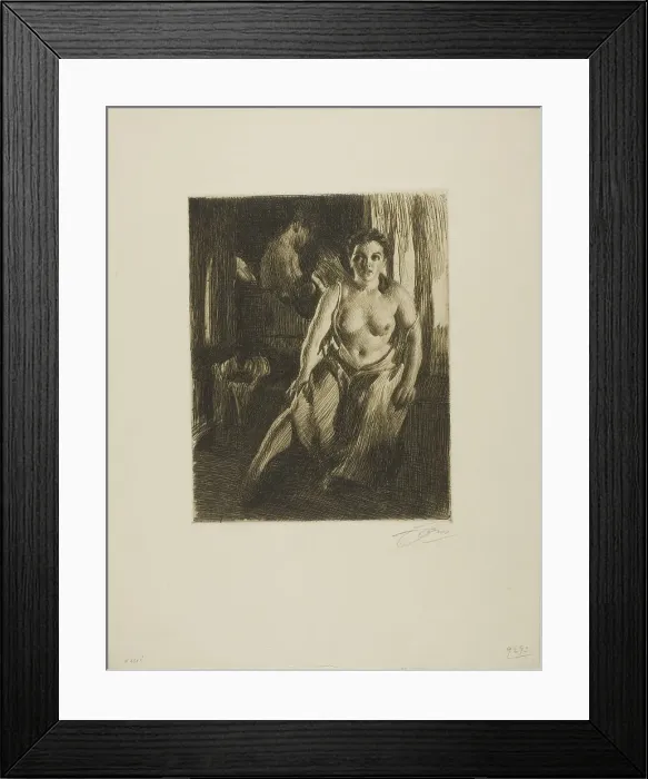 Framed Print : The Bed-Stool, 1914. Creator: Anders Leonard Zorn Framed Print : The Bed-Stool, 1914. Creator: Anders Leonard Zorn