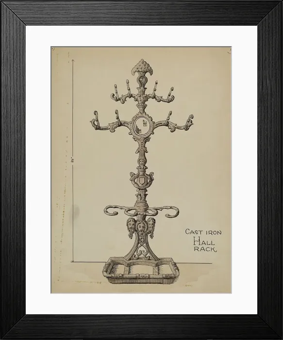 Framed Print : Cast Iron Hat Rack, c. 1936. Creator: Lucien Verbeke Framed Print : Cast Iron Hat Rack, c. 1936. Creator: Lucien Verbeke