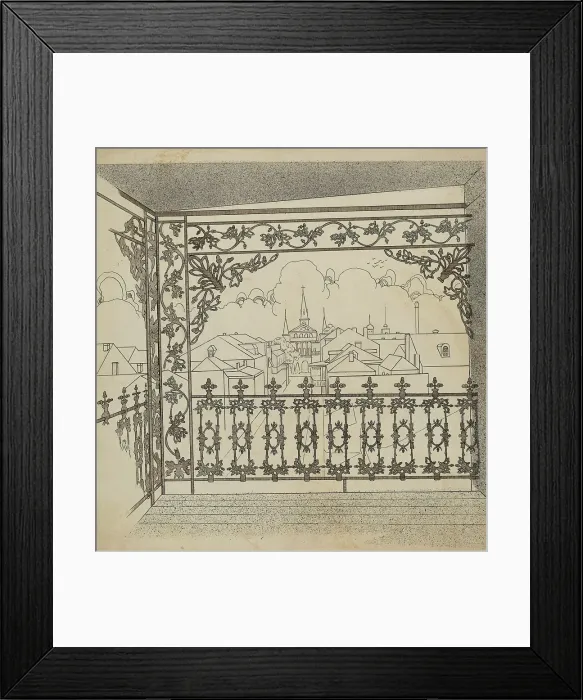 Framed Print : Iron Balcony, c. 1936. Creator: Lucien Verbeke Framed Print : Iron Balcony, c. 1936. Creator: Lucien Verbeke