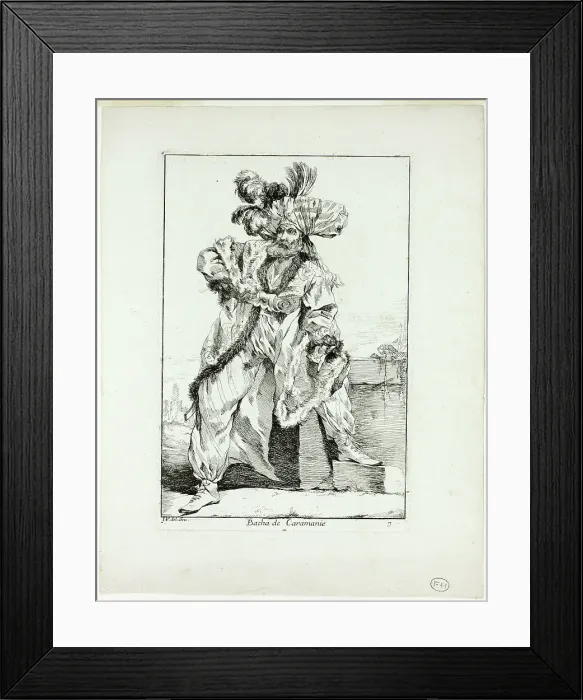 Framed Print : Bacha de Caramanie, plate seven from Caravanne du Sultan à la Mecque, 1748. Creator: Joseph-Marie Vien the Elder Framed Print : Bacha de Caramanie, plate seven from Caravanne du Sultan à la Mecque, 1748. Creator: Joseph-Marie Vien the Elder