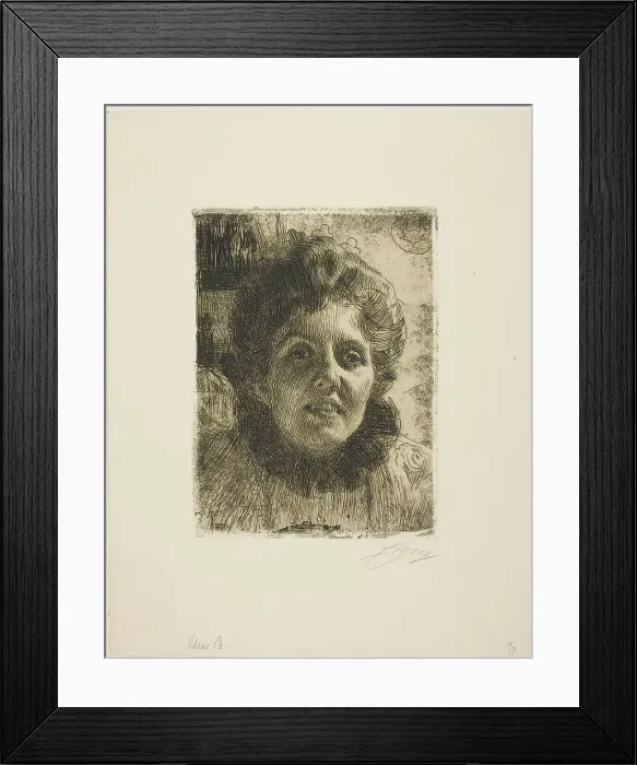 Framed Print : Aurore (Mrs. Aurore Klintberg, née Oxenstierna, Head), 1909. Creator: Anders Leonard Zorn Framed Print : Aurore (Mrs. Aurore Klintberg, née Oxenstierna, Head), 1909. Creator: Anders Leonard Zorn