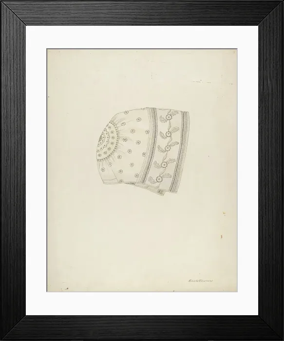 Framed Print : Baby's Bonnet, c. 1937. Creator: Edith Towner Framed Print : Baby's Bonnet, c. 1937. Creator: Edith Towner