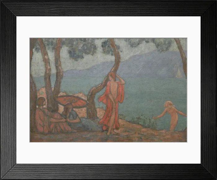 Framed Print : Porquerolles, l'Alycastre. Young women with a parasol under the pines. Creator: Auburtin, Jean Francis (1866-1930) Framed Print : Porquerolles, l'Alycastre. Young women with a parasol under the pines. Creator: Auburtin, Jean Francis (1866-1930)