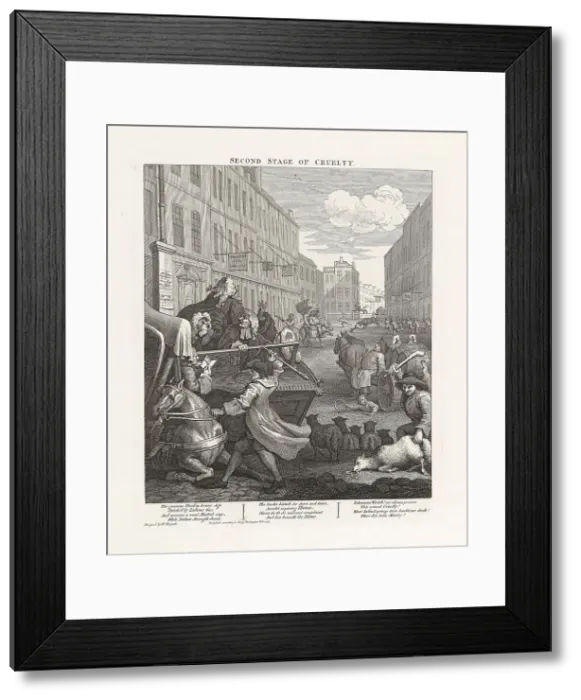 Framed Print : Second stage of cruelty. Series The four stages of cruelty, 1751. Creator: Hogarth, William (1697-1764). Second stage of cruelty. Series The four stages of cruelty, 1751. Creator: Hogarth, William (1697-1764)