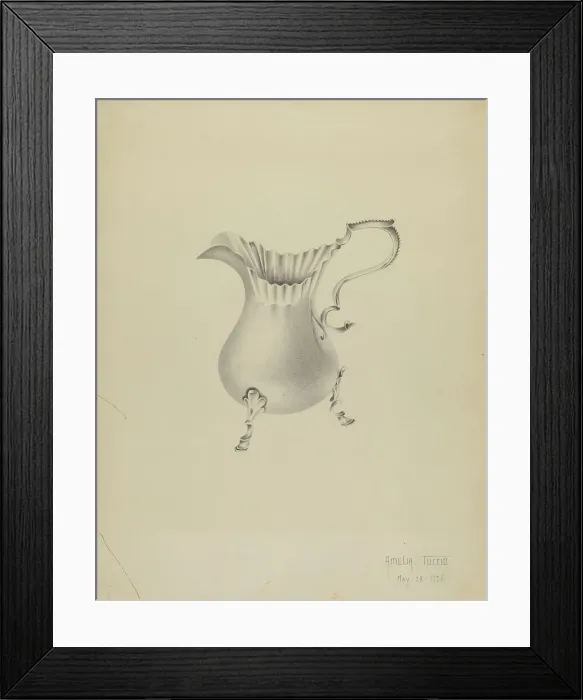 Framed Print : Silver Creamer, 1935 / 1942. Creator: Amelia Tuccio Framed Print : Silver Creamer, 1935 / 1942. Creator: Amelia Tuccio