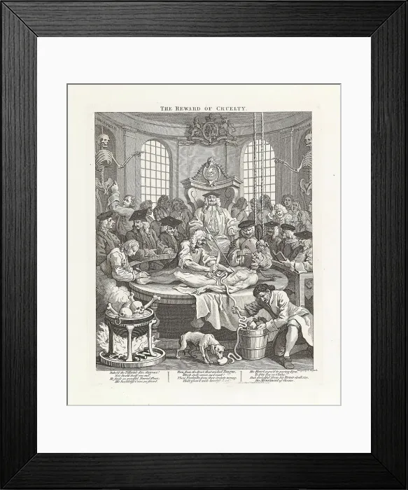 Framed Print : The reward of cruelty. Series The four stages of cruelty, 1751. Creator: Hogarth, William (1697-1764). The reward of cruelty. Series The four stages of cruelty, 1751. Creator: Hogarth, William (1697-1764)