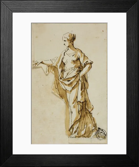 Framed Print : Standing Female Figure with Right Hand Raised, n.d. Creators: John Michael Rysbrack, Sir James Thornhill Framed Print : Standing Female Figure with Right Hand Raised, n.d. Creators: John Michael Rysbrack, Sir James Thornhill