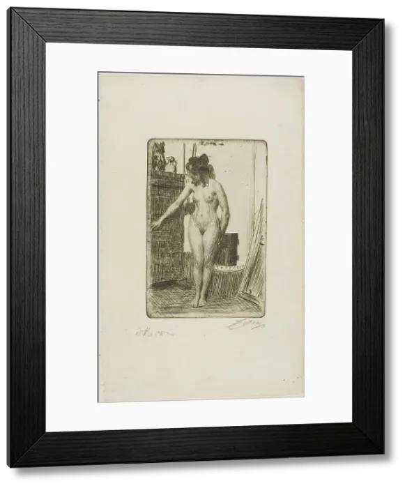Framed Print : Before the Stove, 1903. Creator: Anders Leonard Zorn Framed Print : Before the Stove, 1903. Creator: Anders Leonard Zorn