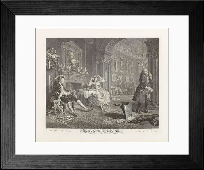 Framed Print : Marriage a la Mode. Plate II: The Tête à Tête, 1745. Creator: Hogarth, William (1697-1764) Framed Print : Marriage a la Mode. Plate II: The Tête à Tête, 1745. Creator: Hogarth, William (1697-1764)