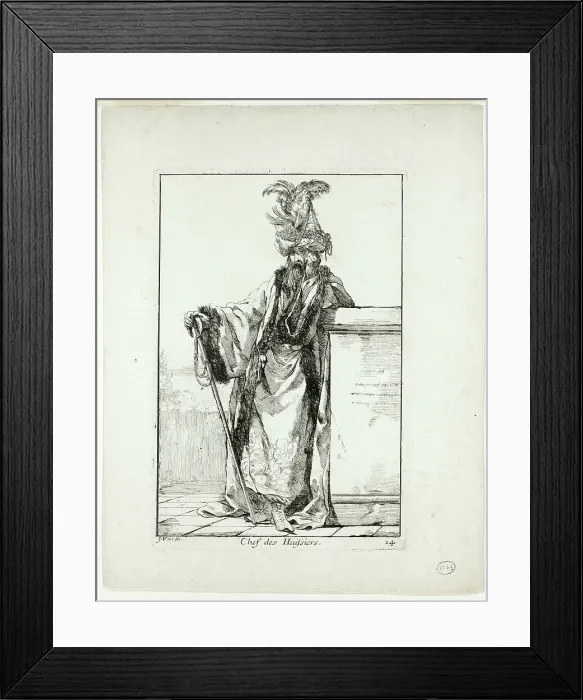 Framed Print : Chef des Huissiers, plate fourteen from Caravanne du Sultan à la Mecque, 1748. Creator: Joseph-Marie Vien the Elder