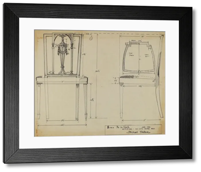 Framed Print : Side Chair, 1936. Creator: Michael Trekur Framed Print : Side Chair, 1936. Creator: Michael Trekur