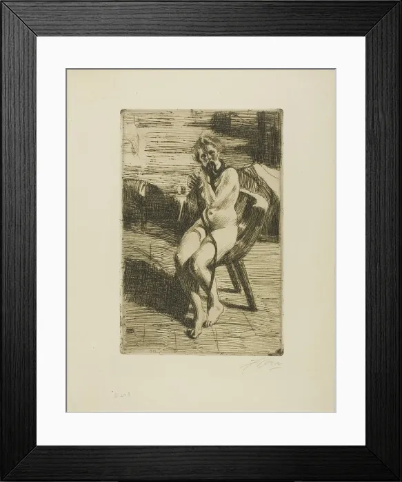 Framed Print : The Hair-Ribbon, 1912. Creator: Anders Leonard Zorn Framed Print : The Hair-Ribbon, 1912. Creator: Anders Leonard Zorn