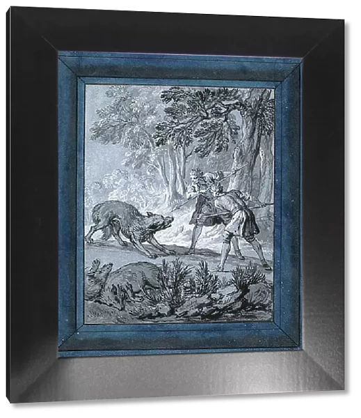Men Attacking Wolves ('Rien de Trop III'), 1732. Creator: Jean-Baptiste Oudry. Men Attacking Wolves ('Rien de Trop III'), 1732. Creator: Jean-Baptiste Oudry