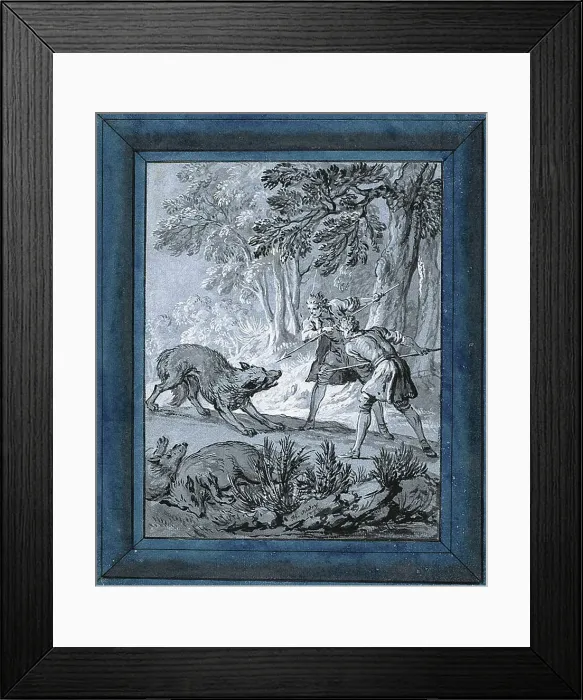 Framed Print : Men Attacking Wolves ('Rien de Trop III'), 1732. Creator: Jean-Baptiste Oudry. Men Attacking Wolves ('Rien de Trop III'), 1732. Creator: Jean-Baptiste Oudry Framed Print : Men Attacking Wolves ('Rien de Trop III'), 1732. Creator: Jean-Baptiste Oudry. Men Attacking Wolves ('Rien de Trop III'), 1732. Creator: Jean-Baptiste Oudry