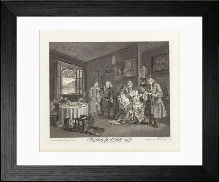 Framed Print : Marriage a la Mode. Plate VI: The Lady's Death, 1745. Creator: Hogarth, William (1697-1764) Framed Print : Marriage a la Mode. Plate VI: The Lady's Death, 1745. Creator: Hogarth, William (1697-1764)