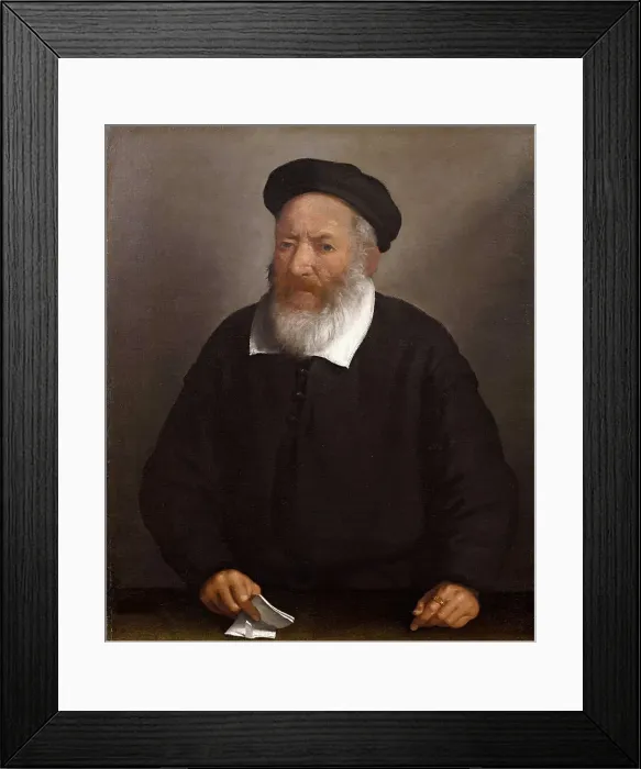 Framed Print : Portrait of an old man with a beret, 1575-1579. Creator: Moroni, Giovan Battista (1520 / 25-1578) Framed Print : Portrait of an old man with a beret, 1575-1579. Creator: Moroni, Giovan Battista (1520 / 25-1578)