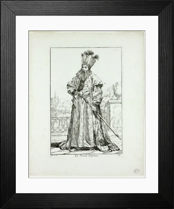 Framed Print : Le Grand Seigneur, plate seventeen from Caravanne du Sultan à la Mecque, 1748. Creator: Joseph-Marie Vien the Elder Framed Print : Le Grand Seigneur, plate seventeen from Caravanne du Sultan à la Mecque, 1748. Creator: Joseph-Marie Vien the Elder
