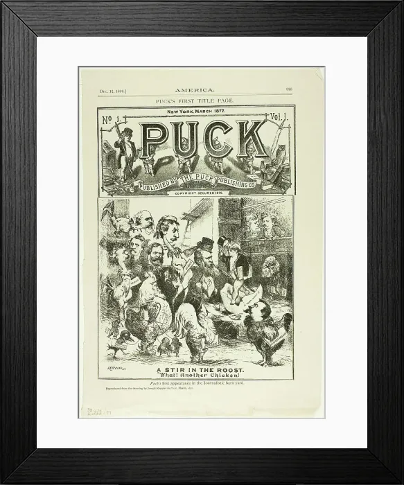 Framed Print : A Stir in the Roost... published December 12, 1889, originally published in Puck on March 18, 1876. Creator: Joseph Keppler Framed Print : A Stir in the Roost... published December 12, 1889, originally published in Puck on March 18, 1876. Creator: Joseph Keppler