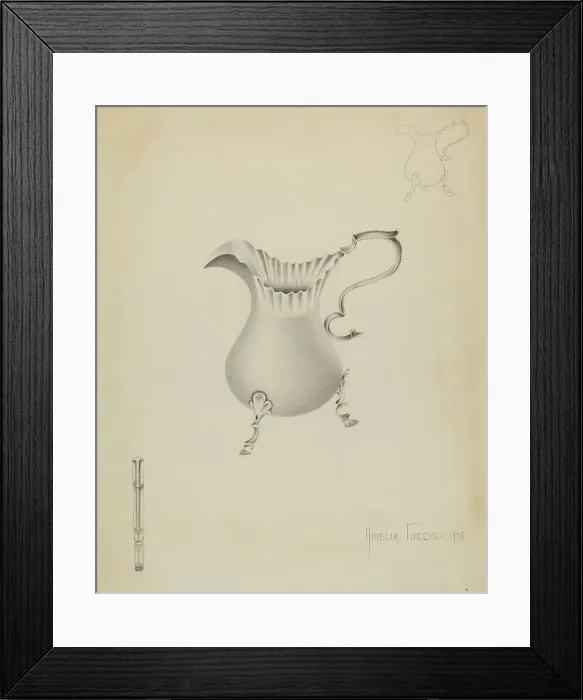 Framed Print : Silver Creamer, 1936. Creator: Amelia Tuccio Framed Print : Silver Creamer, 1936. Creator: Amelia Tuccio
