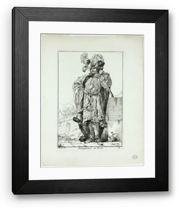 Framed Print : Ambassadeur de la Perse, plate eighteen from Caravanne du Sultan à la Mecque, 1748. Creator: Joseph-Marie Vien the Elder Framed Print : Ambassadeur de la Perse, plate eighteen from Caravanne du Sultan à la Mecque, 1748. Creator: Joseph-Marie Vien the Elder