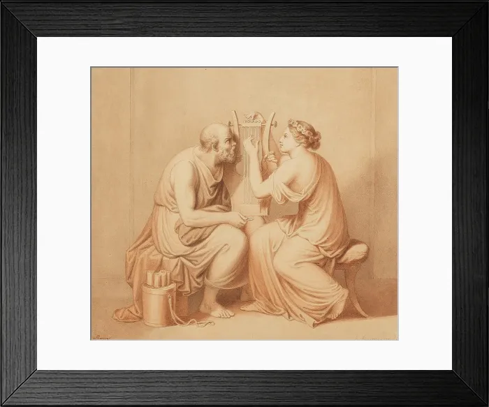Framed Print : Socrates learning the lyra, 1851. Creator: Riepenhausen, Johann Christian (1787-1860) Framed Print : Socrates learning the lyra, 1851. Creator: Riepenhausen, Johann Christian (1787-1860)