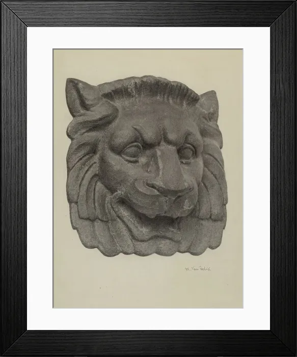Framed Print : Muzzle of a Lion (one of pair), c. 1940. Creator: Maurice Van Felix Framed Print : Muzzle of a Lion (one of pair), c. 1940. Creator: Maurice Van Felix