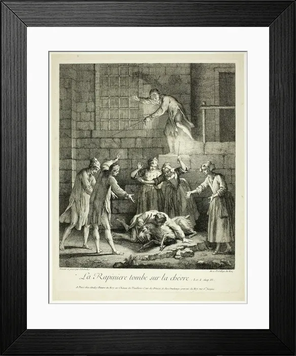 Framed Print : Comic Stories: The Plunderer Falls on the Goat, 1726. Creator: Jean-Baptiste Oudry Framed Print : Comic Stories: The Plunderer Falls on the Goat, 1726. Creator: Jean-Baptiste Oudry
