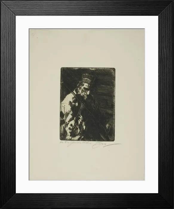 Framed Print : Village Violinist, 1904. Creator: Anders Leonard Zorn Framed Print : Village Violinist, 1904. Creator: Anders Leonard Zorn