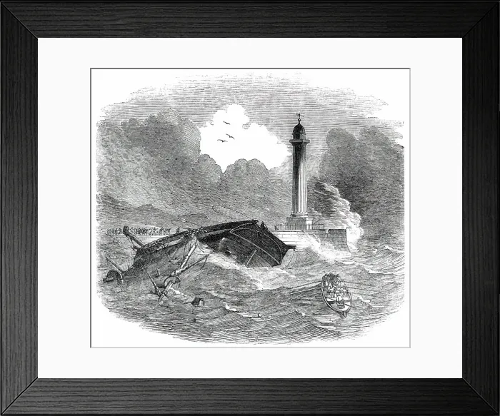Framed Print : Loss of the Brig Vine, of Bristol, at Whitby, 1850. Creator: Unknown. Loss of the Brig Vine, of Bristol, at Whitby, 1850. Creator: Unknown Framed Print : Loss of the Brig Vine, of Bristol, at Whitby, 1850. Creator: Unknown. Loss of the Brig Vine, of Bristol, at Whitby, 1850. Creator: Unknown