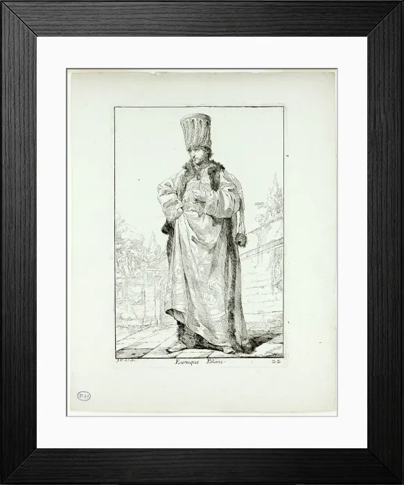 Framed Print : Eunuque Blanc, plate 22 from Caravanne du Sultan à la Mecque, 1748. Creator: Joseph-Marie Vien the Elder Framed Print : Eunuque Blanc, plate 22 from Caravanne du Sultan à la Mecque, 1748. Creator: Joseph-Marie Vien the Elder