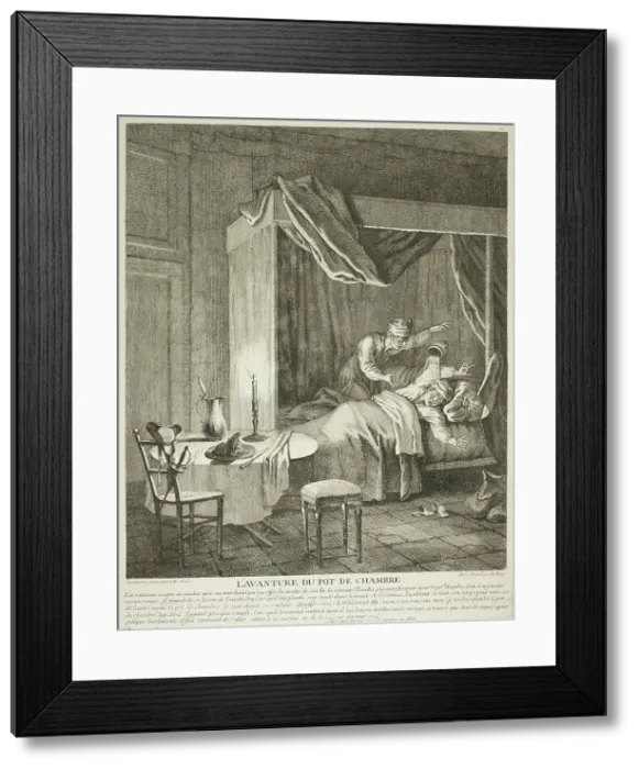 Framed Print : The Adventure of the Chamber Pot, plate four from Scènes du Roman Comique, n.d. Creator: Jean-Baptiste Oudry Framed Print : The Adventure of the Chamber Pot, plate four from Scènes du Roman Comique, n.d. Creator: Jean-Baptiste Oudry