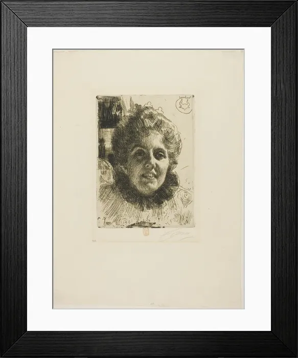 Framed Print : Aurore (Mrs. Aurore Klintberg, née Oxenstierna, Head), 1909. Creator: Anders Leonard Zorn Framed Print : Aurore (Mrs. Aurore Klintberg, née Oxenstierna, Head), 1909. Creator: Anders Leonard Zorn