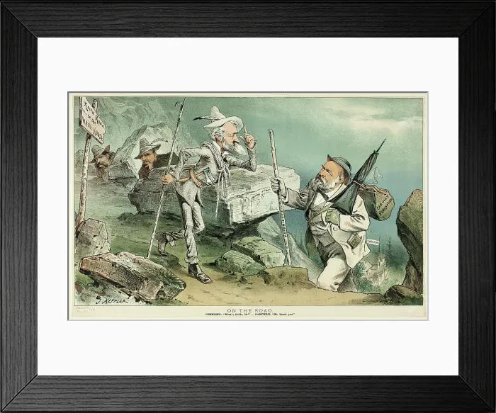 Framed Print : On the Road, from Puck, 1881. Creator: Joseph Keppler Framed Print : On the Road, from Puck, 1881. Creator: Joseph Keppler