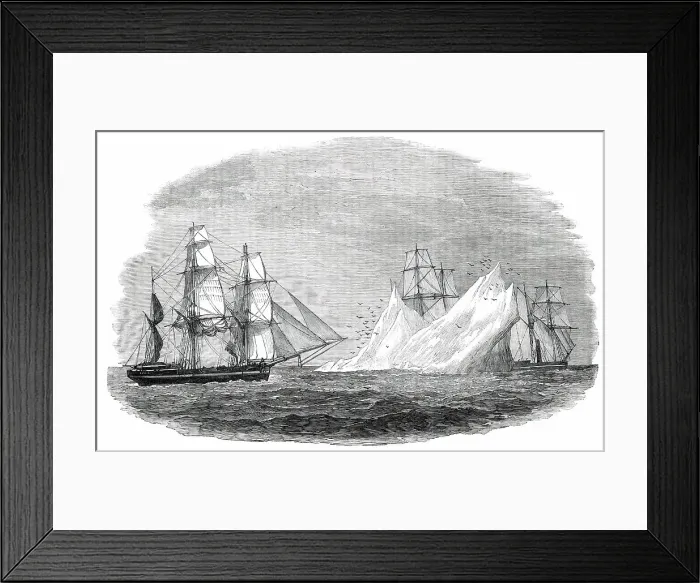 Framed Print : Arctic Expedition in Search of Sir John Franklin - First Iceberg Seen, June 3, 1850. Creator: Unknown Framed Print : Arctic Expedition in Search of Sir John Franklin - First Iceberg Seen, June 3, 1850. Creator: Unknown
