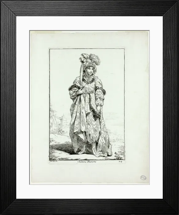 Framed Print : Sultane Blanche, plate 24 from Caravanne du Sultan à la Mecque, 1748. Creator: Joseph-Marie Vien the Elder Framed Print : Sultane Blanche, plate 24 from Caravanne du Sultan à la Mecque, 1748. Creator: Joseph-Marie Vien the Elder