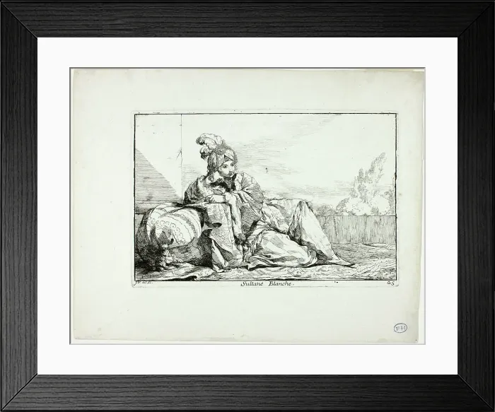 Framed Print : Sultane Blanche, plate 25 from Caravanne du Sultan à la Mecque, 1748. Creator: Joseph-Marie Vien the Elder Framed Print : Sultane Blanche, plate 25 from Caravanne du Sultan à la Mecque, 1748. Creator: Joseph-Marie Vien the Elder