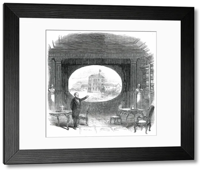 Framed Print : Mr. Bunn on the Stage, at the St. James's Theatre - Scene the Blackfriars Theatre, 1850. Creator: Unknown Framed Print : Mr. Bunn on the Stage, at the St. James's Theatre - Scene the Blackfriars Theatre, 1850. Creator: Unknown