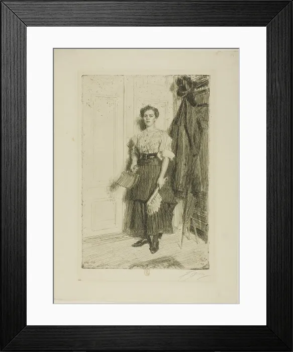 Framed Print : The New Maid, 1909. Creator: Anders Leonard Zorn Framed Print : The New Maid, 1909. Creator: Anders Leonard Zorn
