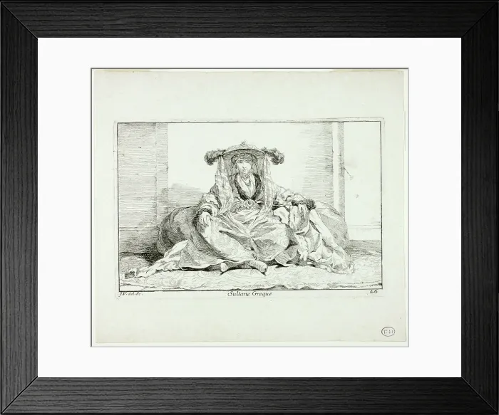 Framed Print : Sultane Grecque, plate 26, from Caravanne du Sultan à la Mecque, 1748. Creator: Joseph-Marie Vien the Elder Framed Print : Sultane Grecque, plate 26, from Caravanne du Sultan à la Mecque, 1748. Creator: Joseph-Marie Vien the Elder