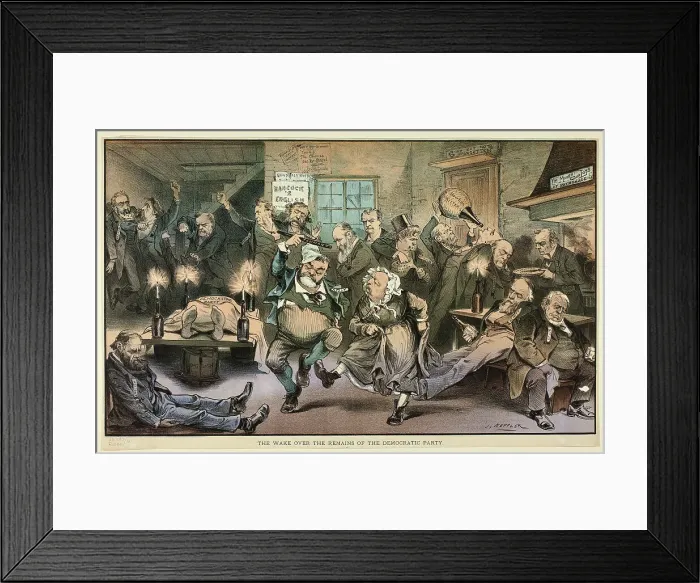Framed Print : The Wake over the Remains of the Democratic Party, from Puck, n.d. Creator: Joseph Keppler Framed Print : The Wake over the Remains of the Democratic Party, from Puck, n.d. Creator: Joseph Keppler